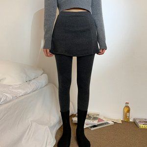 Charcoal Grey Layer Skirt Leggings